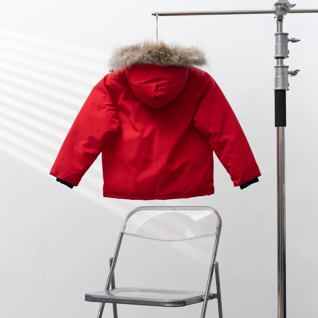 P660 CANADA GOOSE丨Canada Goose C08 children's clothing, children's hooded down jacket Color: Chinese Red Size: 110-160